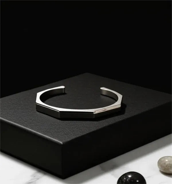 Stainless Steel Hexagon Cuff Bangle
