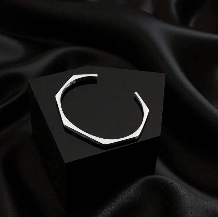 Stainless Steel Hexagon Cuff Bangle